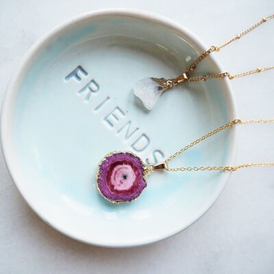 Collier d'agate Druzy rose