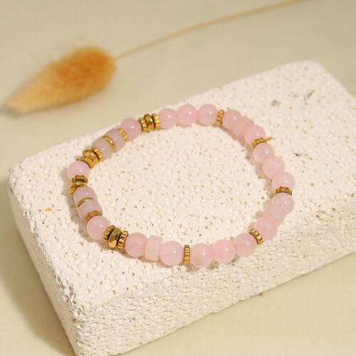 Bracelet élastique avec pierres roses