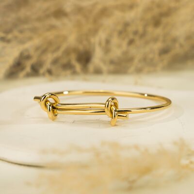 Double knot adjustable gold bracelet