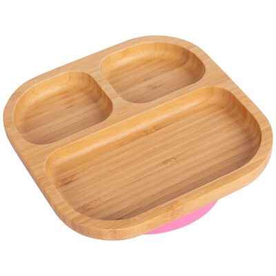 Piatto piano in bambù per bambini Tiny Dining con ventosa - rosa