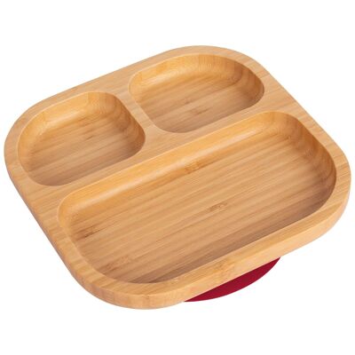 Tiny Dining Children's Bamboo Dinner Plate with Suction Cup - Red