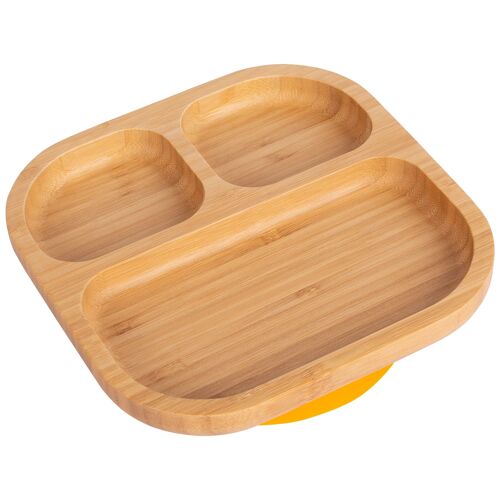 Tiny Dining Children's Bamboo Dinner Plate with Suction Cup - Yellow