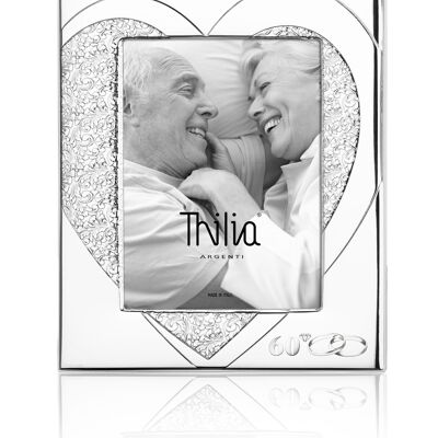 Cadre Photo 13x18 cm Argent Ligne "Coeur" 60ème Anniversaire