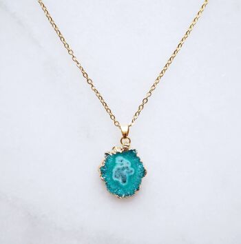 Collier Agate Druzy Turquoise 1