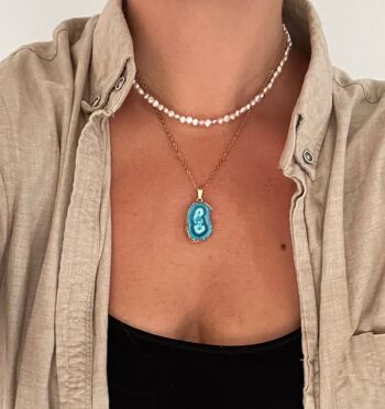 Collier Agate Druzy Turquoise 3