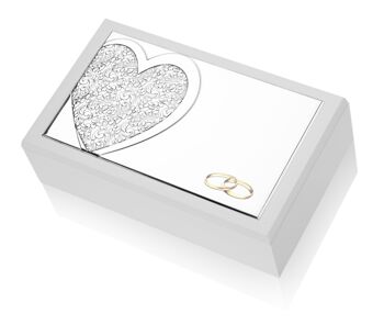 Boîte à bijoux 20x12x6 cm Argent "Coeur" Ligne Mariage 1