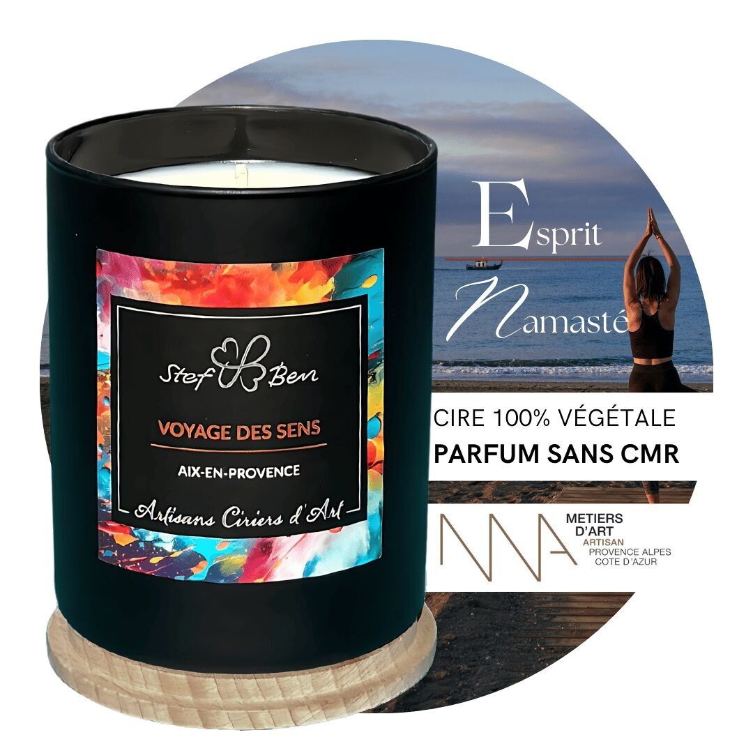 Bougie parfumée NAMASTÉ, coulée à la main par des ciriers d'art