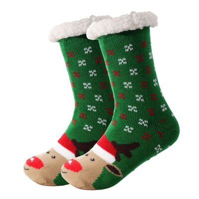 Kuschelige Socken „Rudolph“ grün