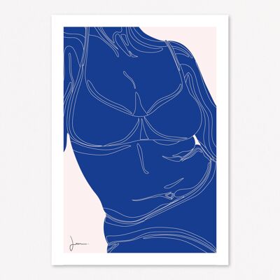 Póster La Mujer Azul - Inspiración Matisse - Ilustración potente y femenina - Blue kein