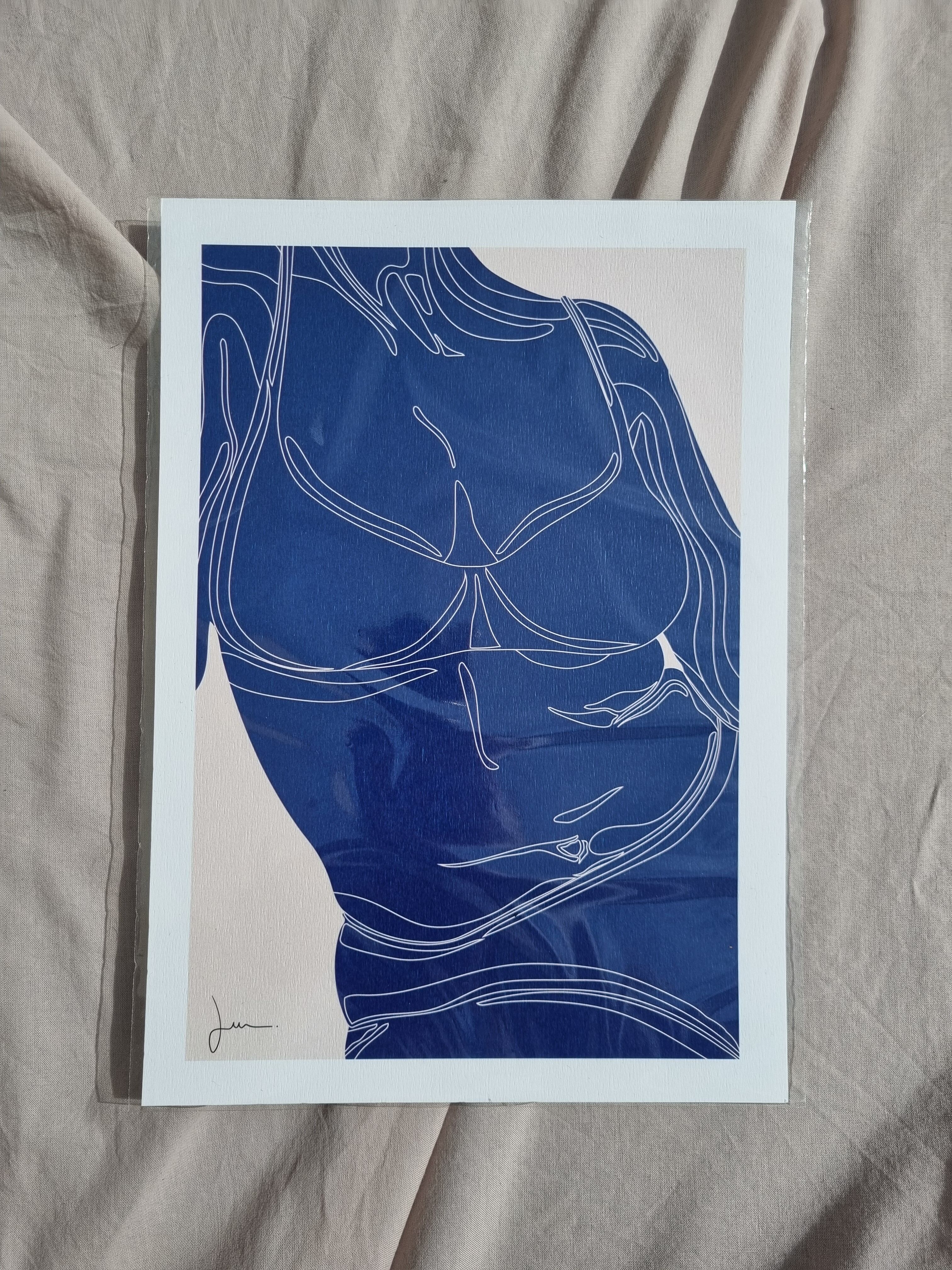 Poster The Blue Woman - Matisse Inspiration - Powerful and feminine illustration - Blue kein