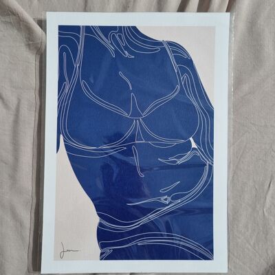 Póster La Mujer Azul - Inspiración Matisse - Ilustración potente y femenina - Blue kein