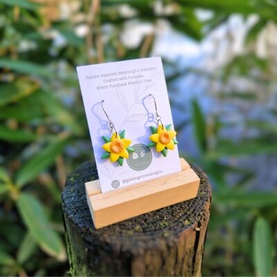 Spring Daffodil Polymer Clay Hook Earrings