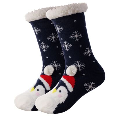 Chaussettes douillettes "Pingouin" bleu