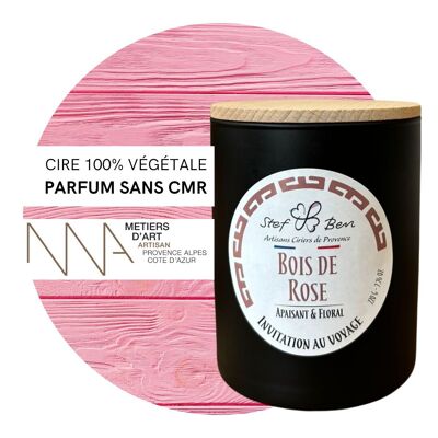 Bougie parfumée BOIS DE ROSE, coulée à la main par des ciriers d'art