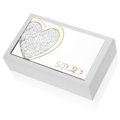 Cofanetto Portagioie 20x12x6 cm Argentato Linea "Cuore" 50° Anniversario