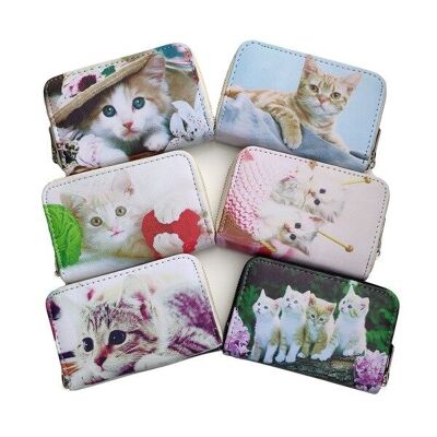 PORTE MONNAIE ZIP CHAT LOT DE 12