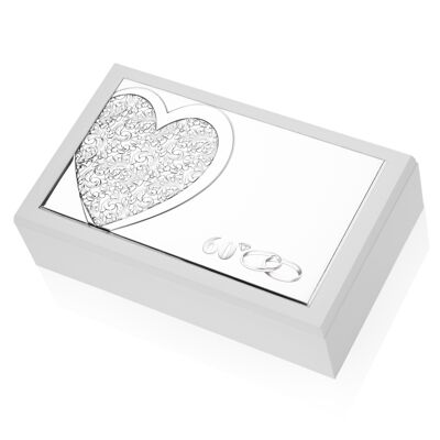 Cofanetto Portagioie 20x12x6 cm Argentato Linea "Cuore" 60° Anniversario