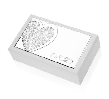 Boîte à bijoux 20x12x6 cm Argent Ligne "Cœur" 60ème Anniversaire 1