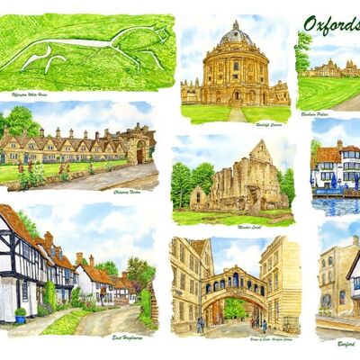 Oxfordshire-Magnet, Ansichten von Oxfordshire.