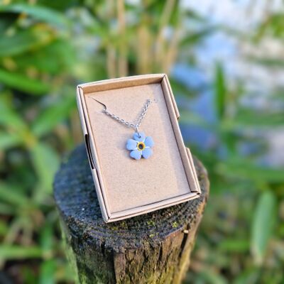 Spring Forget-me-not Flower Polymer Clay Necklace