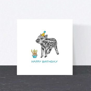 Carte d’anniversaire animale - Porcelet de sanglier // Cartes écologiques // Cartes d’art de la faune 1