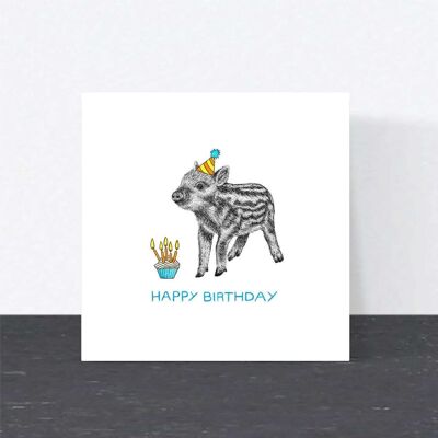 Animal Birthday Card - Wild Boar Piglet // Eco-friendly Cards // Wildlife Art Cards