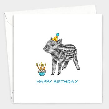 Carte d’anniversaire animale - Porcelet de sanglier // Cartes écologiques // Cartes d’art de la faune 2