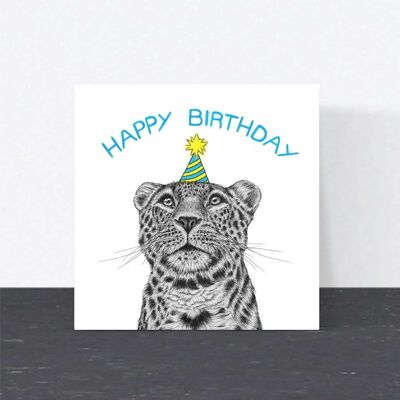 Carte d’anniversaire animale - Léopard // Cartes écologiques // Cartes d’art de la faune