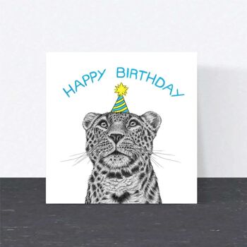 Carte d’anniversaire animale - Léopard // Cartes écologiques // Cartes d’art de la faune 1