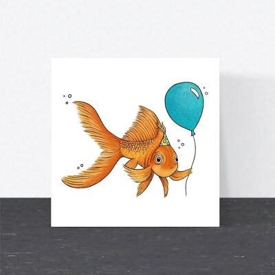 Tarjeta de cumpleaños de animales - Goldfish // Tarjetas ecológicas // Tarjetas de arte de vida silvestre