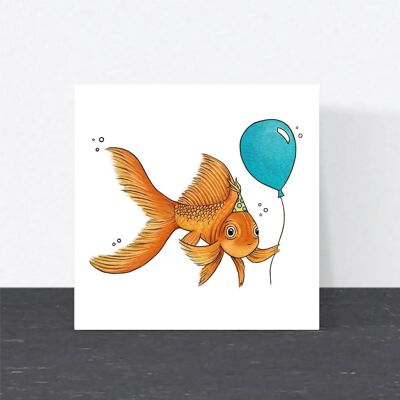 Carte d’anniversaire animale - Poisson rouge // Cartes écologiques // Cartes d’art de la faune