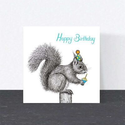 Carte d’anniversaire animale - Écureuil roux // Cartes écologiques // Cartes d’art de la faune