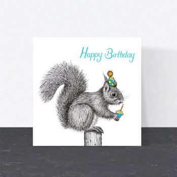 Carte d’anniversaire animale - Écureuil roux // Cartes écologiques // Cartes d’art de la faune 1