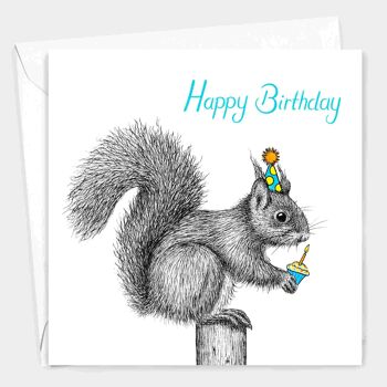 Carte d’anniversaire animale - Écureuil roux // Cartes écologiques // Cartes d’art de la faune 2