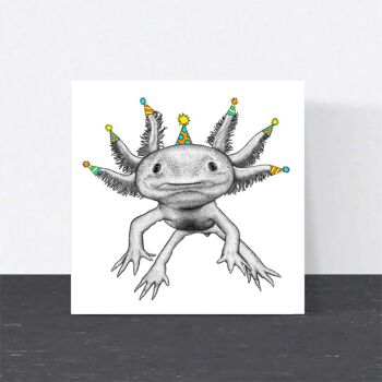 Carte d’anniversaire animale - Axolotl // Cartes écologiques // Cartes d’art de la faune 1