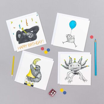 Carte d’anniversaire animale - Axolotl // Cartes écologiques // Cartes d’art de la faune 4