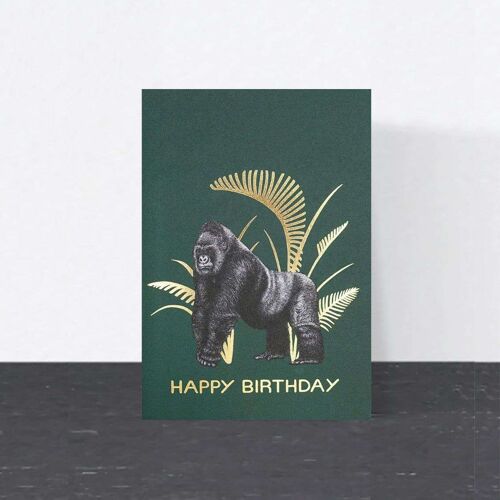 Luxury Birthday Card - Gorilla // Gold Foil Animal Cards //Eco-friendly Cards // Wildlife Art Cards