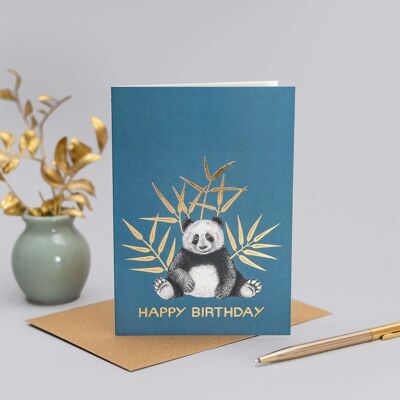 Luxus-Geburtstagskarte – Panda // Goldfolien-Tierkarten //Umweltfreundliche Karten // Wildtier-Kunstkarten