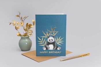 Carte d’anniversaire de luxe - Panda // Cartes d’animaux en feuille d’or //Cartes respectueuses de l’environnement // Cartes d’art de la faune 1