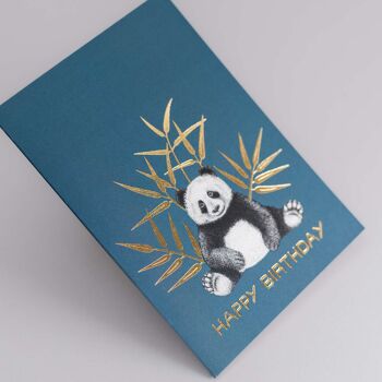 Carte d’anniversaire de luxe - Panda // Cartes d’animaux en feuille d’or //Cartes respectueuses de l’environnement // Cartes d’art de la faune 2