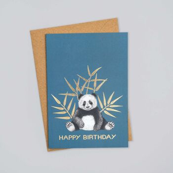 Carte d’anniversaire de luxe - Panda // Cartes d’animaux en feuille d’or //Cartes respectueuses de l’environnement // Cartes d’art de la faune 3