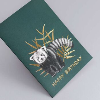Carte d’anniversaire de luxe - Panda rouge // Cartes d’animaux en feuille d’or //Cartes respectueuses de l’environnement // Cartes d’art de la faune 2