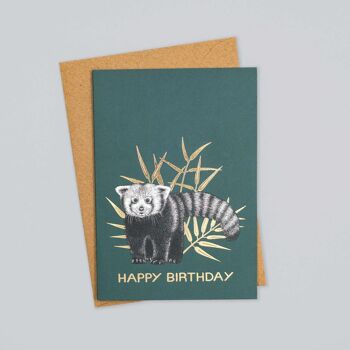 Carte d’anniversaire de luxe - Panda rouge // Cartes d’animaux en feuille d’or //Cartes respectueuses de l’environnement // Cartes d’art de la faune 3