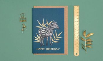 Carte d’anniversaire de luxe - Zèbre // Cartes d’animaux en feuille d’or //Cartes respectueuses de l’environnement // Cartes d’art de la faune 1