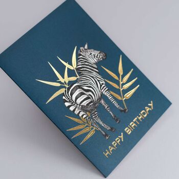 Carte d’anniversaire de luxe - Zèbre // Cartes d’animaux en feuille d’or //Cartes respectueuses de l’environnement // Cartes d’art de la faune 2