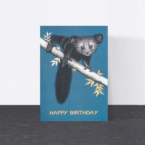 Luxury Birthday Card - Aye Aye Lemur // Gold Foil Animal Cards //Eco-friendly Cards // Wildlife Art Cards