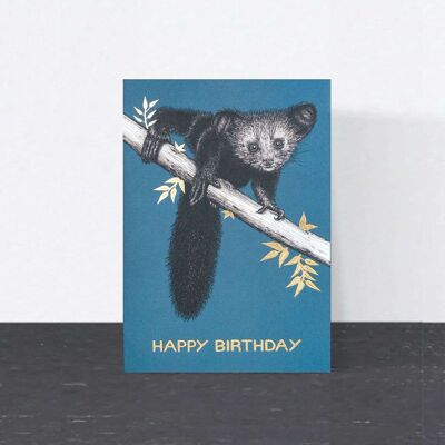 Tarjeta de cumpleaños de lujo - Aye Aye Lemur // Tarjetas de animales de lámina de oro //Tarjetas ecológicas // Tarjetas de arte de vida silvestre