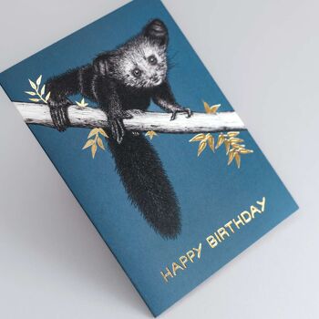Carte d’anniversaire de luxe - Aye Aye Lemur // Cartes d’animaux en feuille d’or //Cartes respectueuses de l’environnement // Cartes d’art de la faune 2