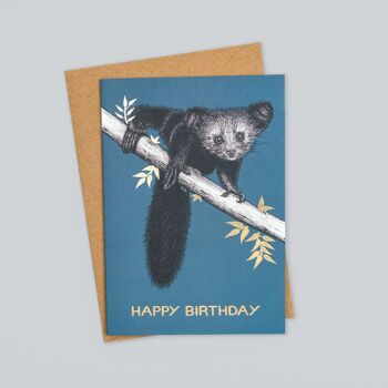 Carte d’anniversaire de luxe - Aye Aye Lemur // Cartes d’animaux en feuille d’or //Cartes respectueuses de l’environnement // Cartes d’art de la faune 3