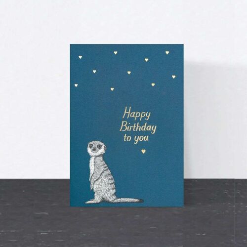 Luxury Birthday Card - Meerkat // Gold Foil Animal Cards //Eco-friendly Cards // Wildlife Art Cards
